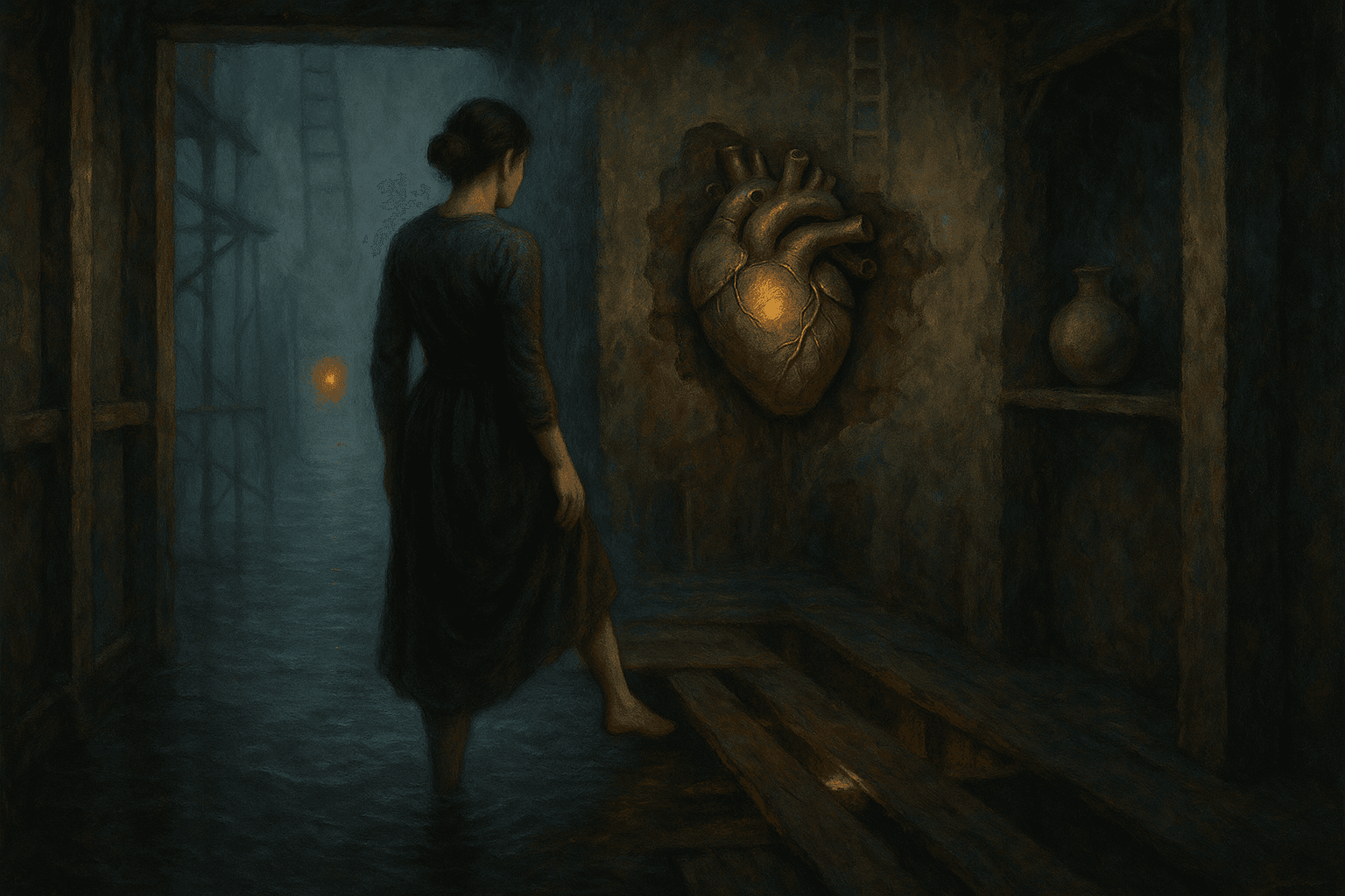 A corridor stretches and I am walking it, or being